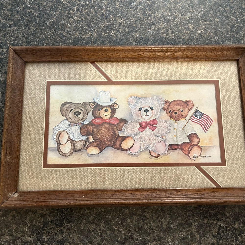 Adorable Teddy Bear Trio Framed Art Anna Freeman